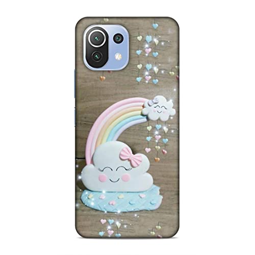 Image of Printed Mobile Back Hard Case Cover for Xiaomi Redmi 11 Lite /Xiaomi Redmi 11 Lite 5G / Xiaomi 11 Lite NE 5G | Smiley Cloud, Colourful Heart, Clay Art rainbow-2179