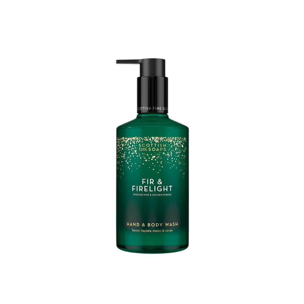Scottish Fine Soaps Fir & Firelight Hand & Body Wash 300ml | Luxury Hand & Body Cleanser | Pine, Cedarwood & Amber Fragrance