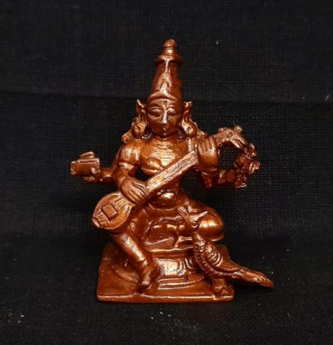 Image of Goddess Saraswathi Murti Copper - 1.6 in - Pack of 1