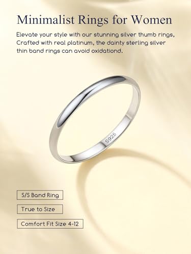 Suplight Interlocked Rolling Rings, Sterling Silver Rings for Women Simple Fidget Ring Plain Stardust Band Rings Stacking Ring for Women Men Size 4 to 12 (with Gift Box)4