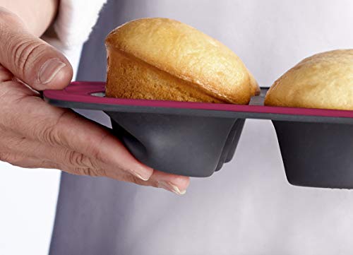 Trudeau Structure Pro Silicone Muffin Pan, 12 Cup, Grey/Pink