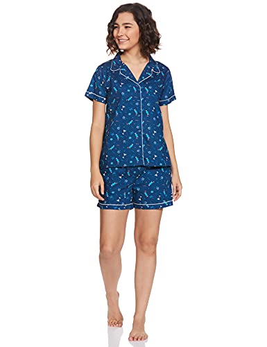Image of Amazon Brand - Eden & Ivy Women's Cotton Regular Fit Shirt and Shorts Night Suit (Night Wear | Co-ord Set | Lounge Wear Set)