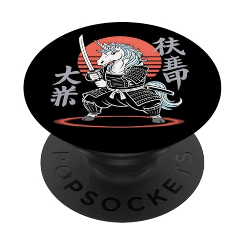 Funny Unicorn Ninja Samurai Retro Anime para los Amantes de los Unicornios PopSockets PopGrip Adhesivo