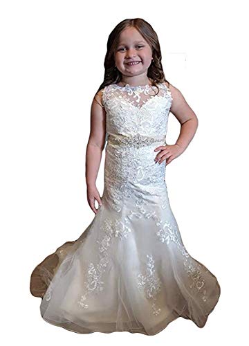 GZCYL Mermaid Flower Girl Dress for Wedding Luxury Junior Bridesmaid Dress Lace Applique