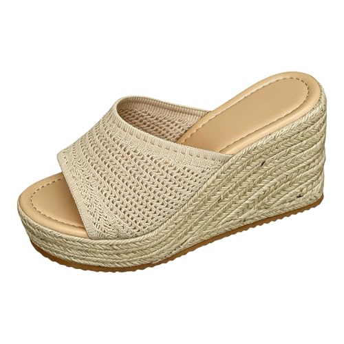 Sandales espadrilles compensées femme en maille tricotée respirante d'été