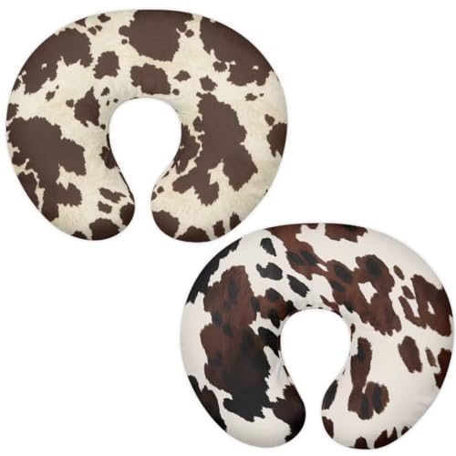 Image of Jeiento Soft Nursing Pillow Covers for Nursing Pillow and Positioner Brown Cow Spots Newborn U-Shaped Breastfeeding Pillowcase Cushion Cover Safely Positioner Case for Baby Girl and Boys,2 Piece Set