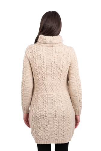 SAOL Irish Cardigan for Women with Pockets Made of 100% Merino Wool Ireland Long Coat2