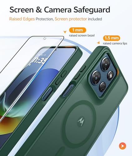 Image of FNTCASE for Moto G 2026 /2025 Case: Motorola Moto G Play 5G 2026 Case [Compatible with Magsafe] Translucent Matte Cases with [Screen Protector] Military Grade Shockproof Protective Phone Cover -Green