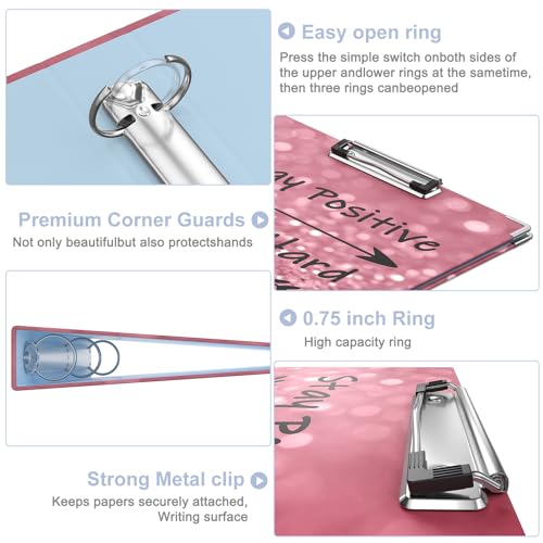 Image of 3 Ring Binder, 0.75 Inch Binder Organizer with 5 Tab Dividers, File Folder Labels, A4 Memo Pad & to Do List Planners for Women, Men, School Supplies and Office Supplies, Word Hard