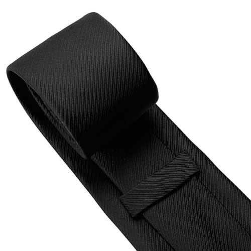 Image of KOOELLE Men's Ties Solid Pure Color Plain Neckties Formal Black Ties For Men