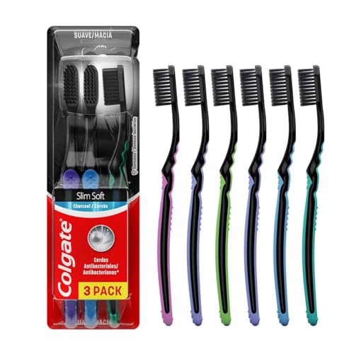 Escova de Dente Colgate Slim Soft Black Com Infusão de Carvão 6 u...