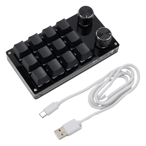 QOXEZY Mini teclado mecánico programable con 12 teclas y 2 controles de perilla para oficina, juegos, producción multimedia, compatible con Windows, Linux, macOS, tipo C, Plug and Play