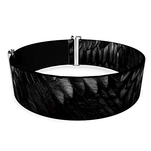Buckle-Down Disney Belt, Cinch Belt Maleficents Wing Feathers Bounding Black Grays, 3.0 Inch Wide, Adjustable2