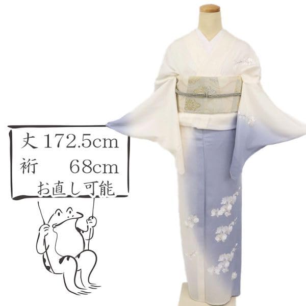 Amazon.co.jp: 夏着物長尺 刺繍 夏着物 『駒絽』 訪問着 胡蝶蘭 白×藤