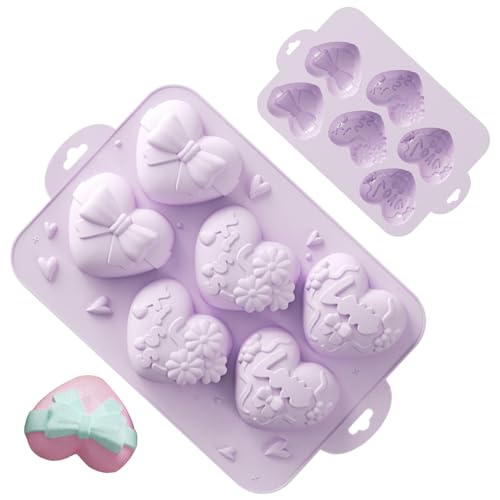 Molde de silicona en forma de corazón – Molde para tartas en forma de corazón – con diseño de alivio de alimentos para tartas de jabón de espuma Brownie Cheesecake postre