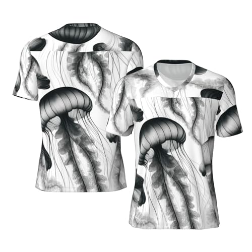 Stylish Athletic Sports Jersey Magical-Jellyfish-Underwater Men's Rugby Jersey 3X-Large Black