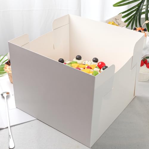 VGOODALL 2 Pack Cake Boxes, 10x10x8 Inches Cake Containers with Window, White Bakery Boxes with Lids for Donuts, Pies, Cookies,Birthday Party Wedding