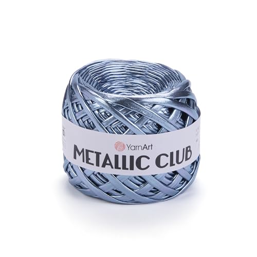 Image of YarnArt Metallic Club Super Bulky T-Shirt 100% Polyester 6.35 oz / 180 gr, 60 yrds / 55 Meters, Shiny Colors, Handbag, Rug, Chic Night, Crochet Bag (8117)