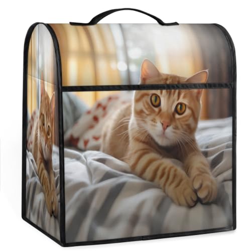 Coffee Maker Cover Animal Cute Cat Kitchen Appliance Covers Small Appliance Covers Blender Cover Juicer Cover Dust Covers for Kitchen Appliances with Top Handle and Pockets,Washable,C993