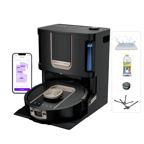 Shark Robot Vacuum & Mop Combo, PowerDetect ThermaCharged NeverTouch Pro, Self-Emptying, Self-Refill with Heated Mop Cleaning, 60-Day Capacity, 30-Day Tank, RV2920XECA (Canadian Version)