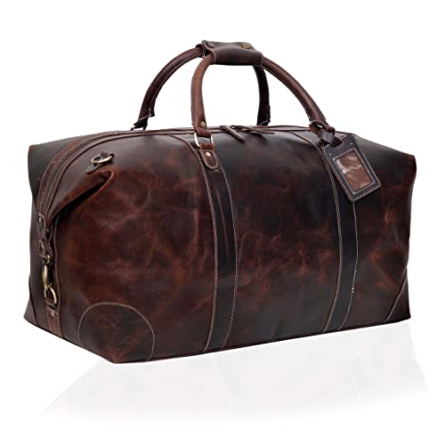 Cuero Full Grain Leather Duffle Bag for Men, Buffalo Overnight Weekend Travel Bag, Carry On with...
