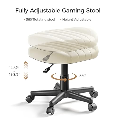 Image of EUREKA ERGONOMIC Multi-Use Foot Stool, Height Adjustable Footrest Stool with Wheels, 360Swivel Leg Rest Rolling Chair, Rest Ottoman Under Desk for Home Office,Beige