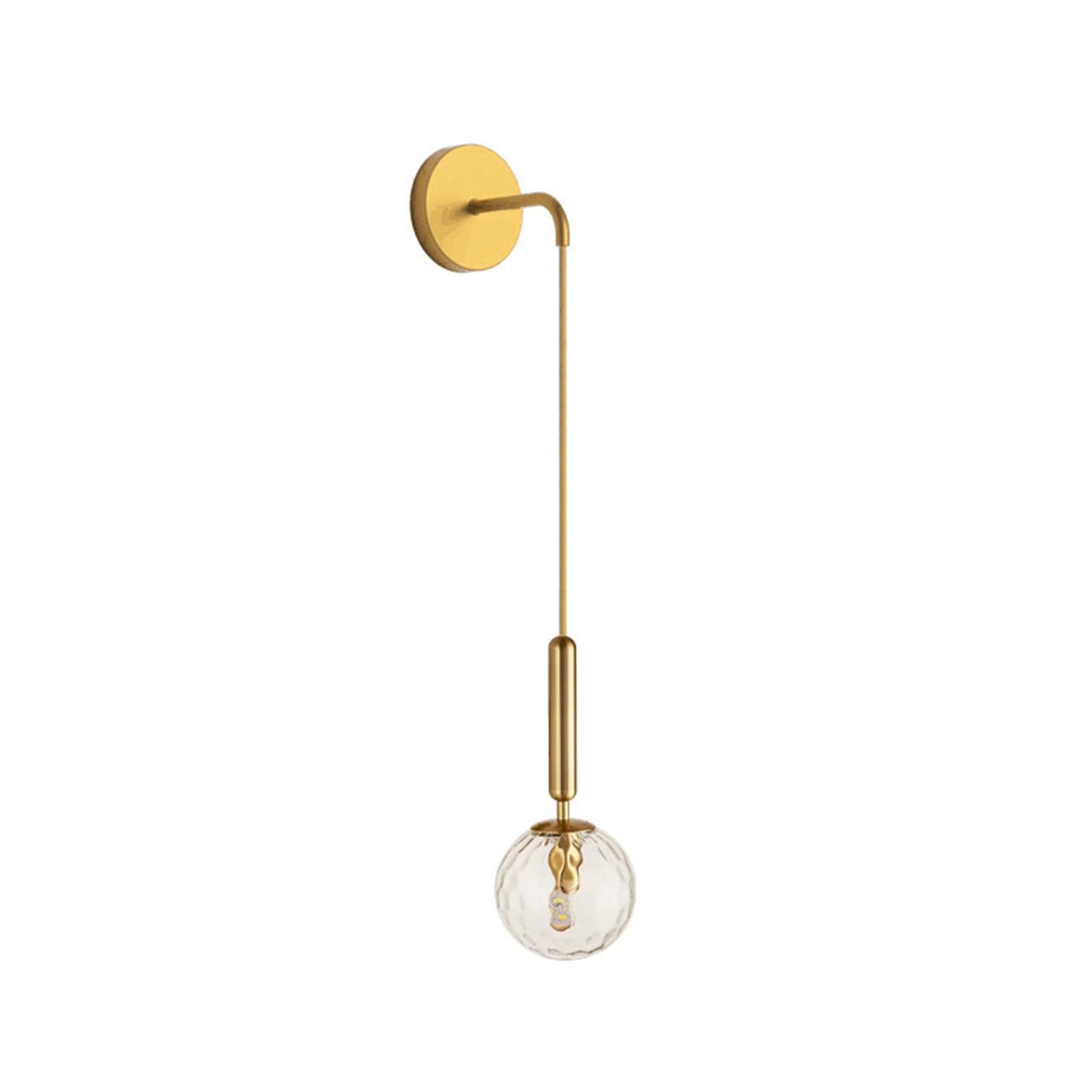 ZTTECH 150mm White Glass Globe & Gold Metal Wall Sconces Lamp Drop Wall Light Fixture for Bedside (Clear Glass & Gold Metal, 1-Pack)