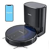 Thamtu G20 Staubsaugerroboter mit automatischer Schmutzentsorgung, Saugroboter 3200Pa Saugleistung, Wischfunktion, Teppicherkennung, kompatibel mit Alexa, perfekt für Tierhaare, Schwarz