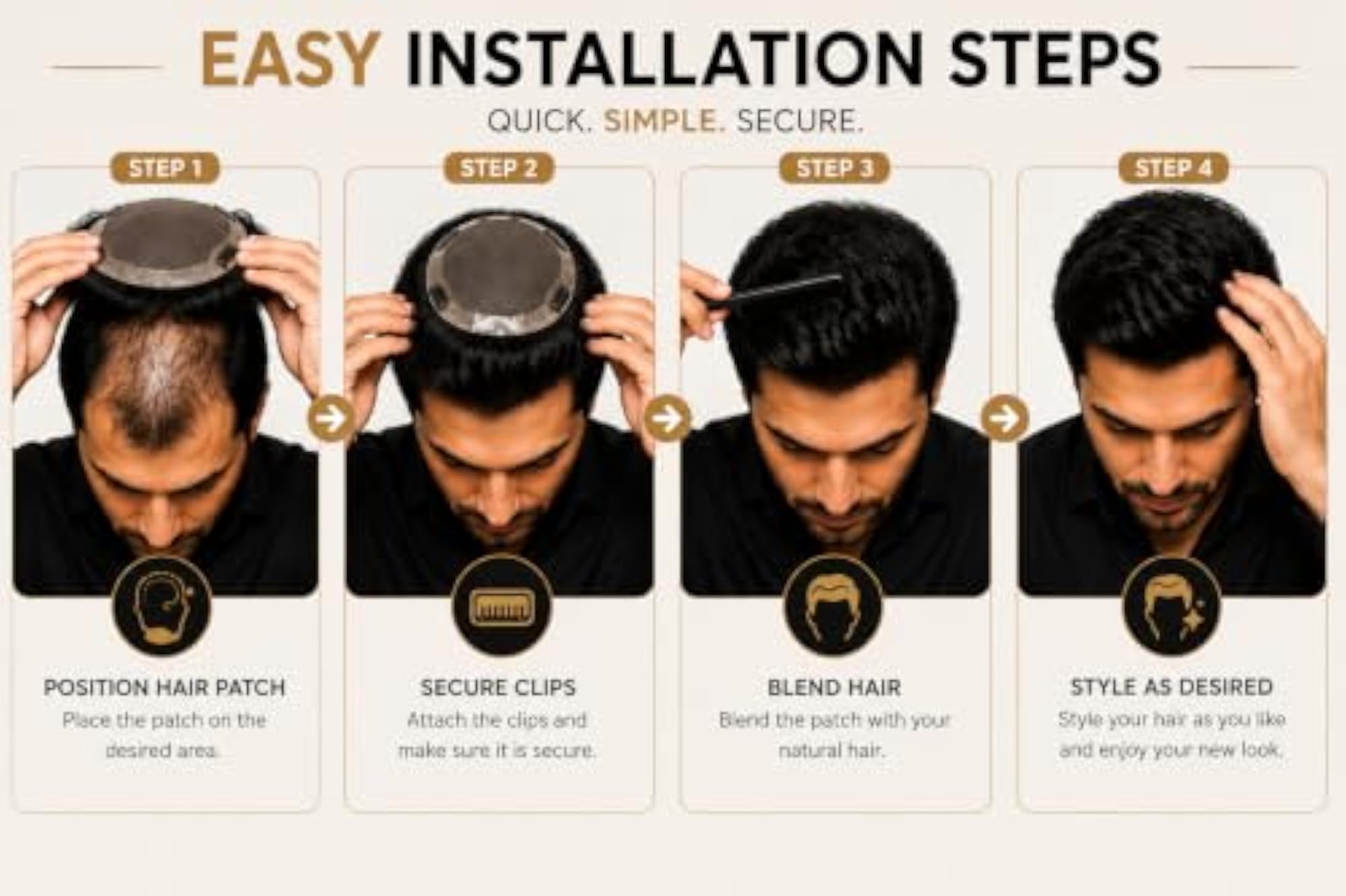 Men's Monofilament Hair Patch Toupee