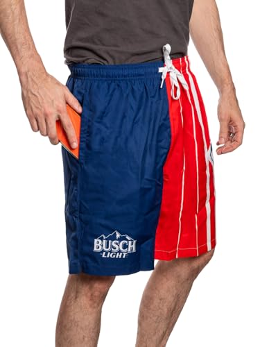 Calhoun Busch Light Men's Red, White, Blue Mountain Logo Quick-Dry Swim Trunks3