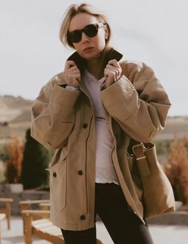 Womens Oversized Barn Jacket Button Down Canvas Jacket Corduroy Lapel Collar Fall Fashion 2025 Trendy Outwear4