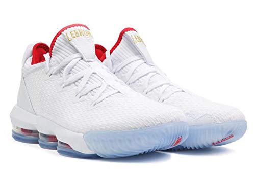 Nike Men's Lebron 16 Low Basketball Shoes (9M, White/Metallic Gold/University Red)