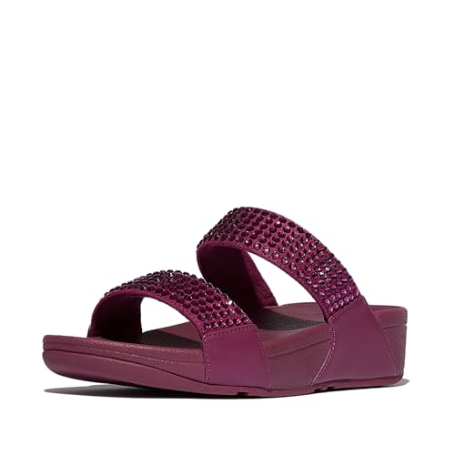 Sandale Glissante Fitflop Femme Lulu avec deux bandes scintillantes et semelle confortable