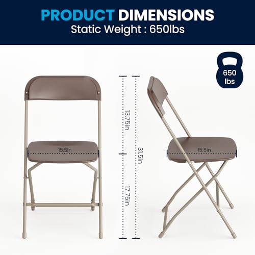 Image of Flash Furniture Hercules Series Plastic Folding Chair - Brown - 6 Pack 650LB Weight Capacity Comfortable Event Chair-Lightweight Folding Chair