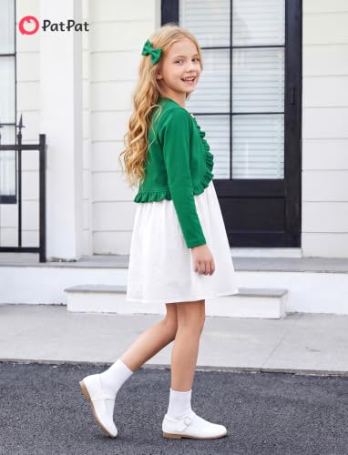 Image of PATPAT Girls Cardigan Bolero Size 4-12 Years Kids Knit Long Sleeve Ruffle Open Front Button Cover Up Cropped Tops for Girls