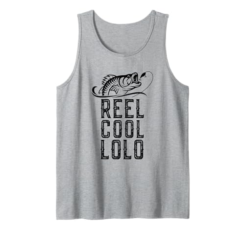Mens Reel Cool Lolo Fishing Funny Grandpa Retro Tank Top