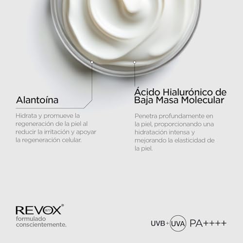 REVOX B77 - Just Daily Sun Shield, 30 ml, Protector Solar Facial SPF 50+ con Ácido Hialurónico, Uso Diario, Hidrata y Promueve la Regeneración de la Piel, Reduce Irritación, Mejora Elasticidad - imagen 3