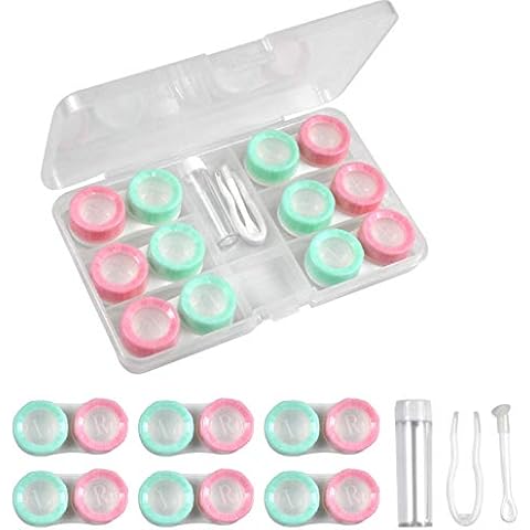 6 Pack Contact Lens Cases Macaron Color Contact Lens Holder Box Container Portable Lens Cases Kit Set Cover