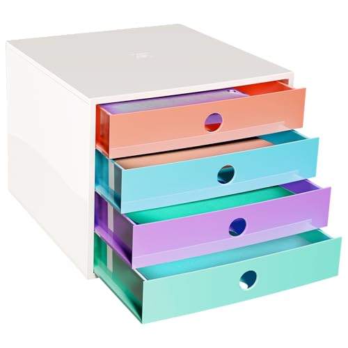 Caisson blanc 4 tiroirs Exacompta FILIBOX bloc de rangement de bureau pour dossier format A4+