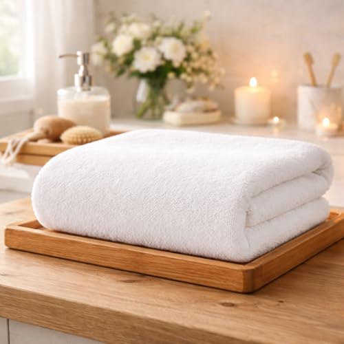 Image of Super Soft 100% Cotton Bath Towel 600 GSM Premium & Luxury | White Towel | Soft & Highly Absorbent | Quick Dry & Skin Friendly | Towel | Bath Towel | 150x75 cm | (Pack of 1)