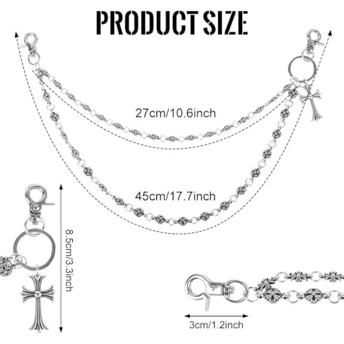 Image of GUSTAVE Layered Pants Chain for Men Double Punk Wallet Chains Trousers Jeans for Biker Heavy Skull Belt Gothic Accessories