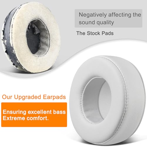 Image of SOULWIT Earpads Replacement for Skullcandy Hesh & Hesh 2 Wireless Over-Ear Headphones, Ear Pads Cushions with Soft Protein Leather, Noise Isolation Foam - White