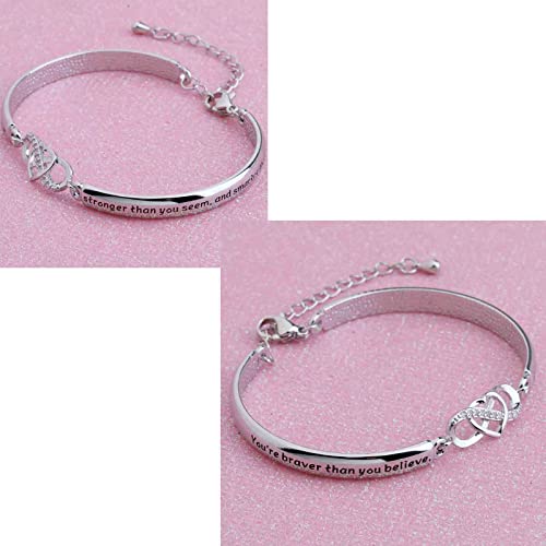 FEELMEM Inspirational Bracelet for Daughter Gifts from Mom You are Braver Stronger Smarter Than You Think to My Daughter Gift4
