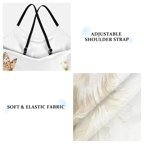 Pigsaly Girls One Piece Swimsuits Butterfly Daisy Flowers Watercolor White Cat Kids Cross Back Swimwear Bathing Suit 3T3