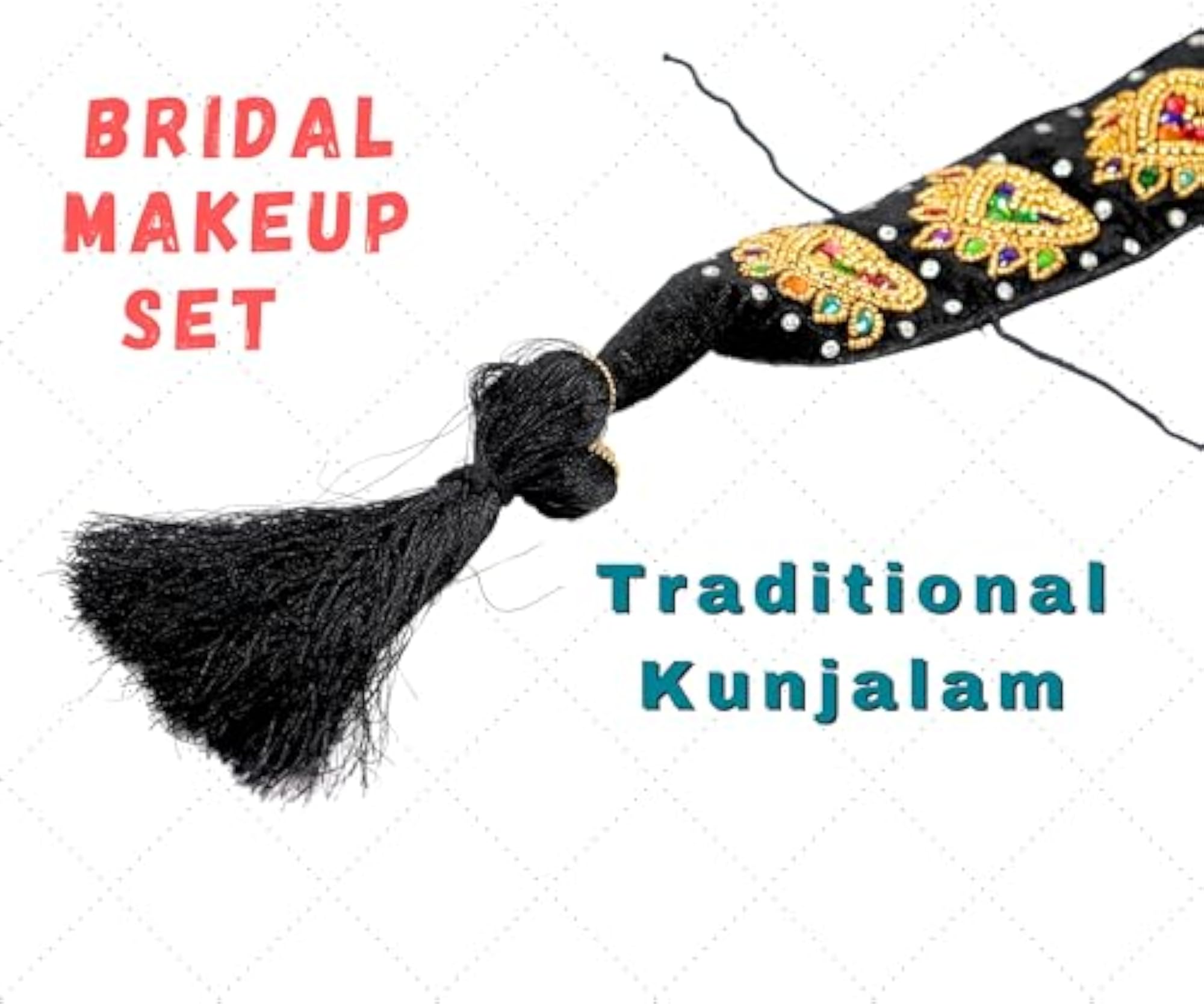 Bridal Poola Jada Hair Extension Kunjalam Set for Women