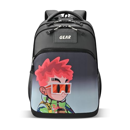 Image of Gear Tango Backpack 17 inch /29L Medium Water Resistant School Bag /Casual Backpack /Daypack /Kids Bag for Boys /Girls (Grey-Mint)