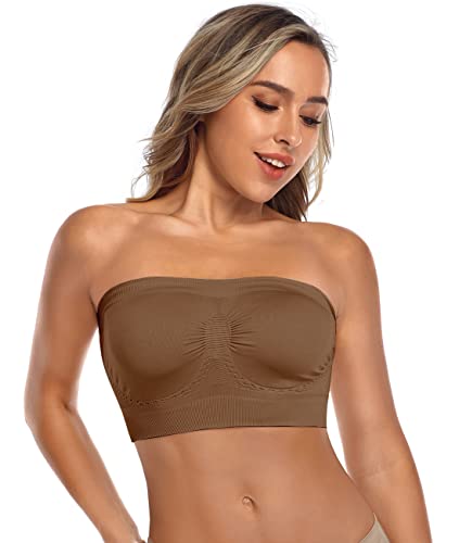 Image of Strapless Comfort Wireless Bra with Slip Silicone Bandeau Bralette Tube Top