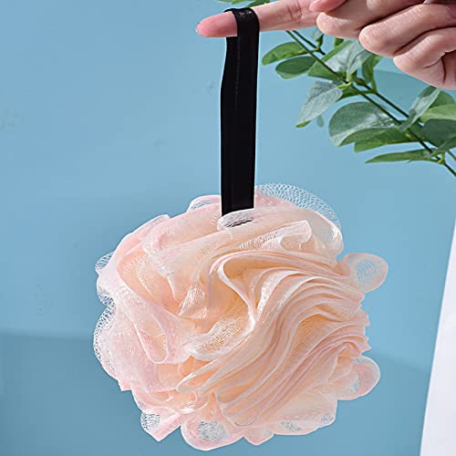 Wilitto Éponge de douche, grande fleur de bain, avec n'importe quel gel douche ou savon, exfolie la peau et nettoie les pores de la peau, fournitures de salle de bain rose clair