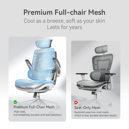 Image of SIHOO M59AS Ergonomic Office Chair, Desk Chair with 3D Flip-up Armrests, Computer Chair with Dual Back Design and Adaptive Dynamic Lumbar Support Grey