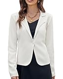GRACE KARIN Damen Blazer Anzug Offene Front Cardigan Langarm V-Ausschnitt Button Down Arbeit Büro Blazer Jacke Weiß M